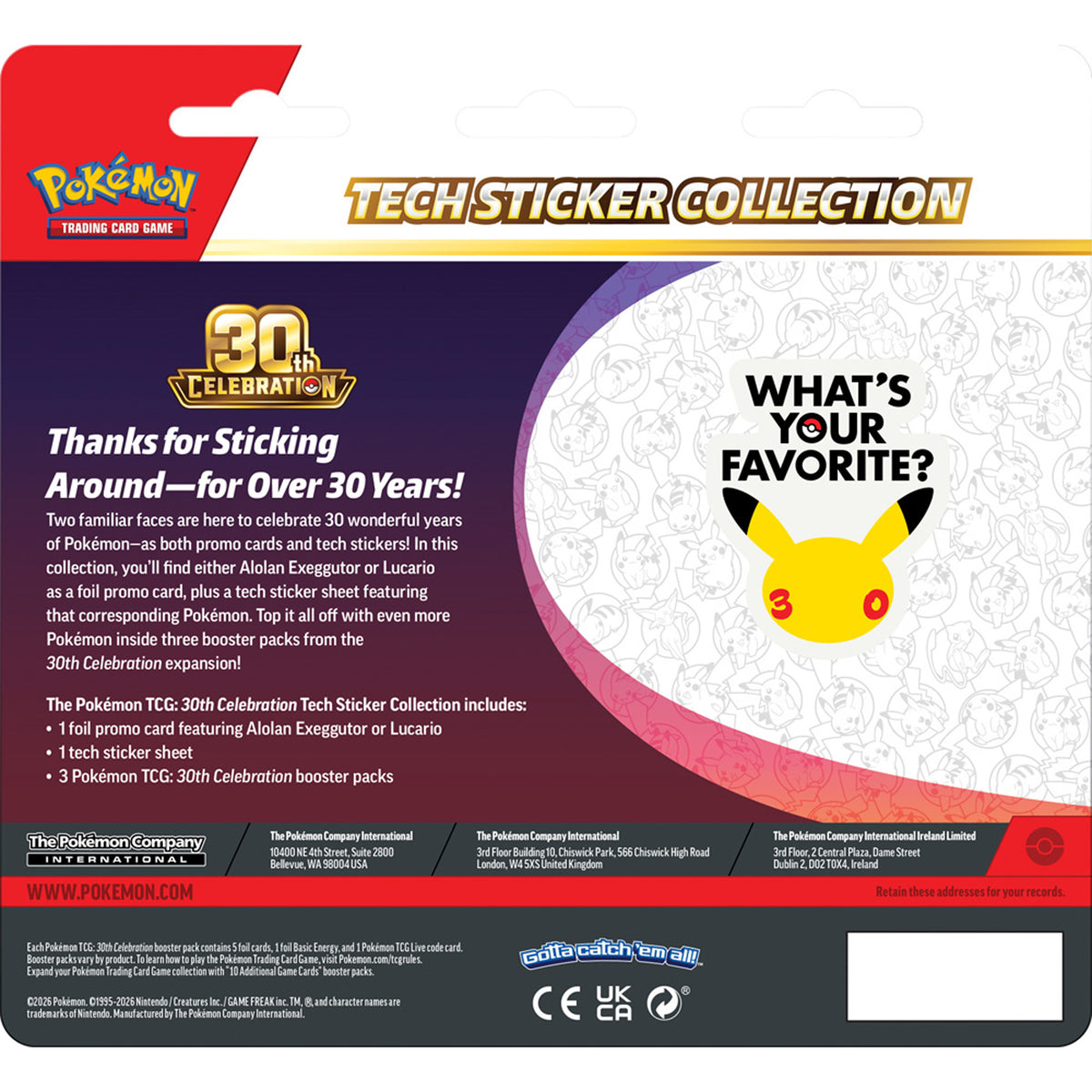 Pokemon TCG 30th Celebration Tech Sticker Collection - Lucario