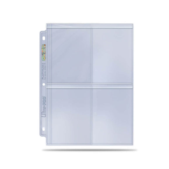 Ultra Pro 4 Pocket Secure Top Loader Platinum Page - 3-hole punched (single page)