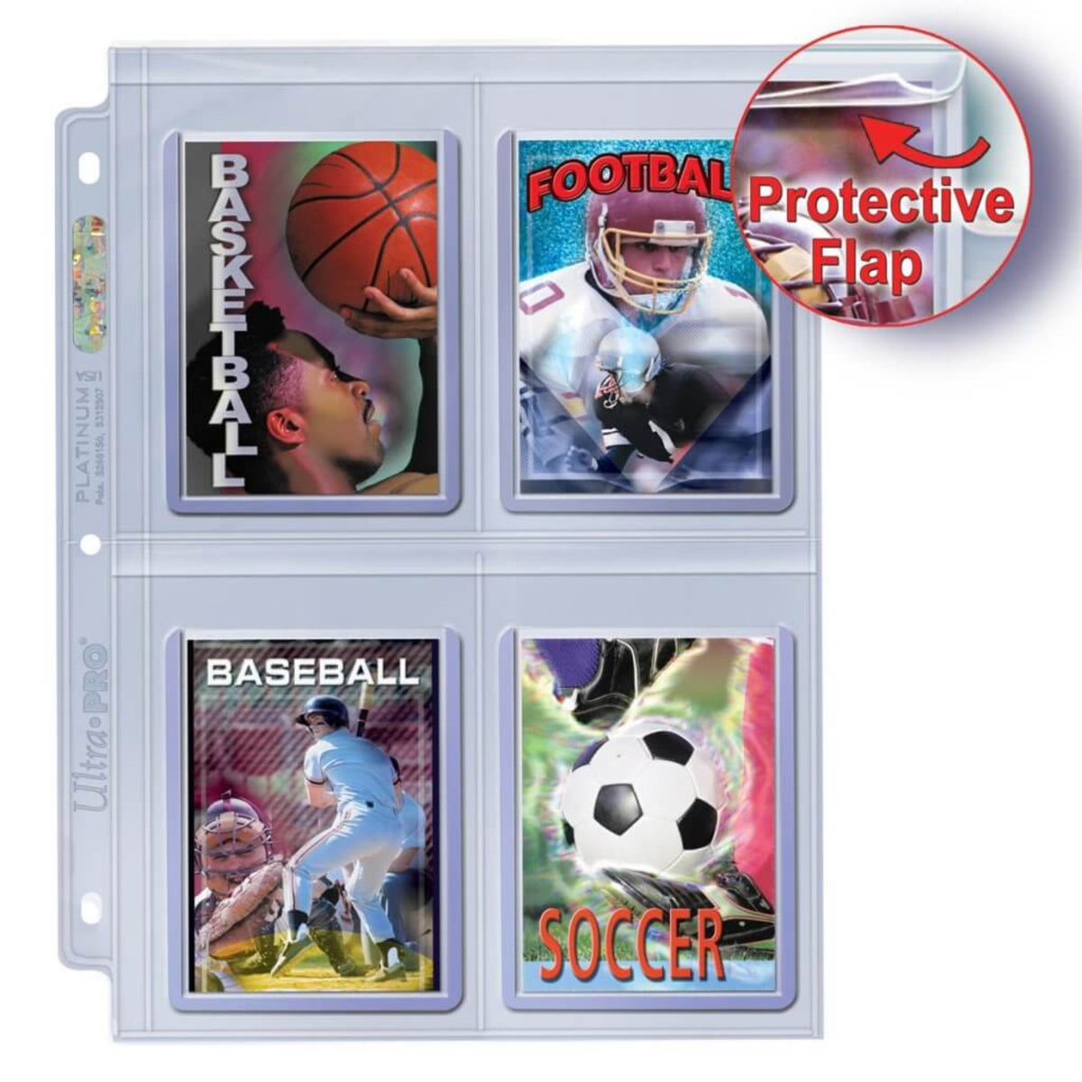 Ultra Pro 4 Pocket Secure Top Loader Platinum Page - 3-hole punched (single page)