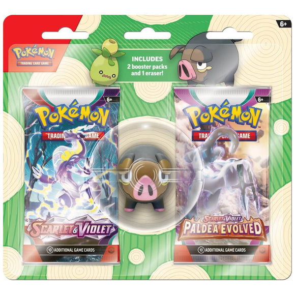 Pokemon TCG Eraser and booster blister pack - Lechonk