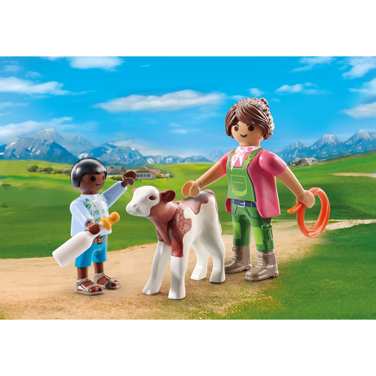 Playmobil Farmer with Calf