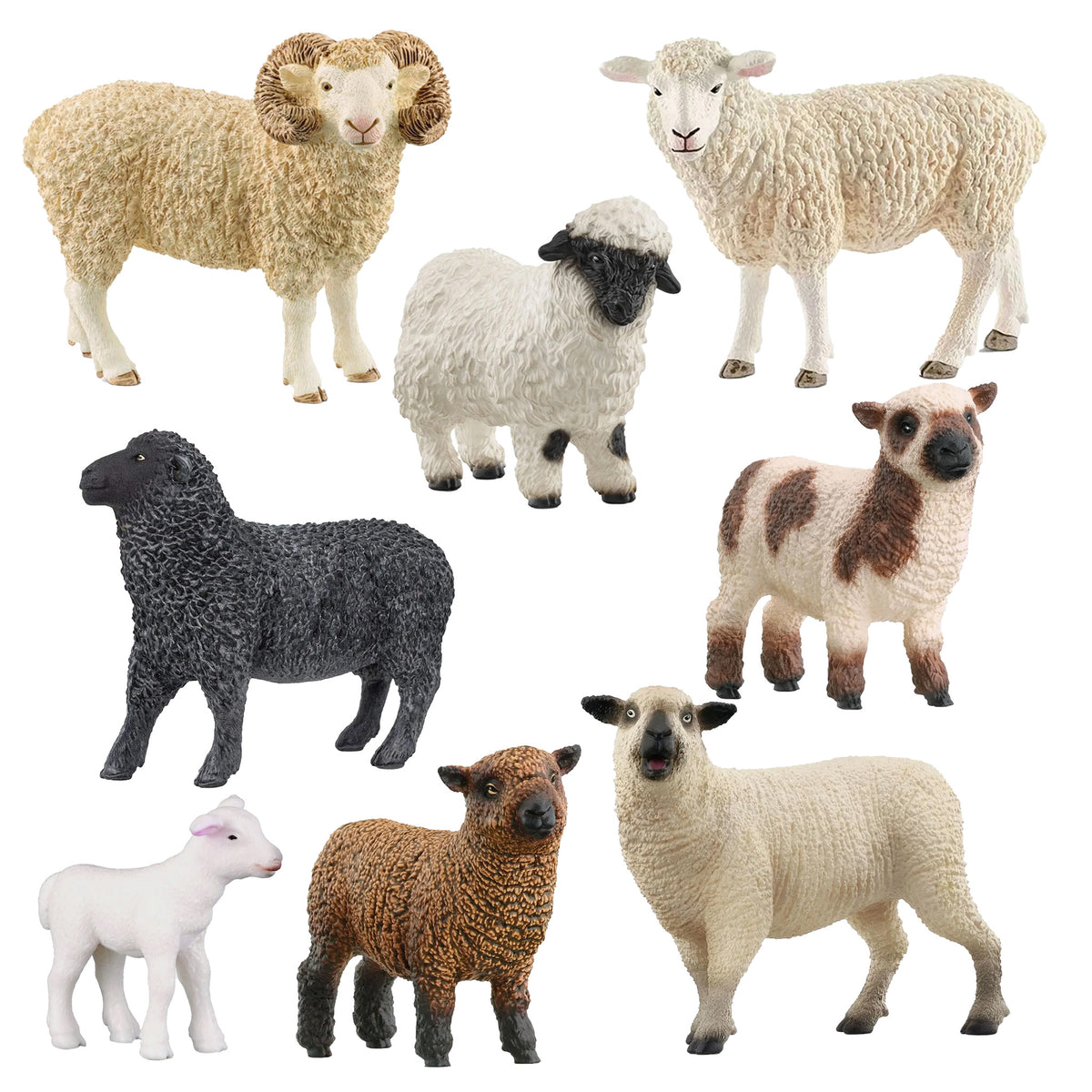 sheep Mixed Sheep Bundle – 8 piece set – Animal Kingdoms Toy Store