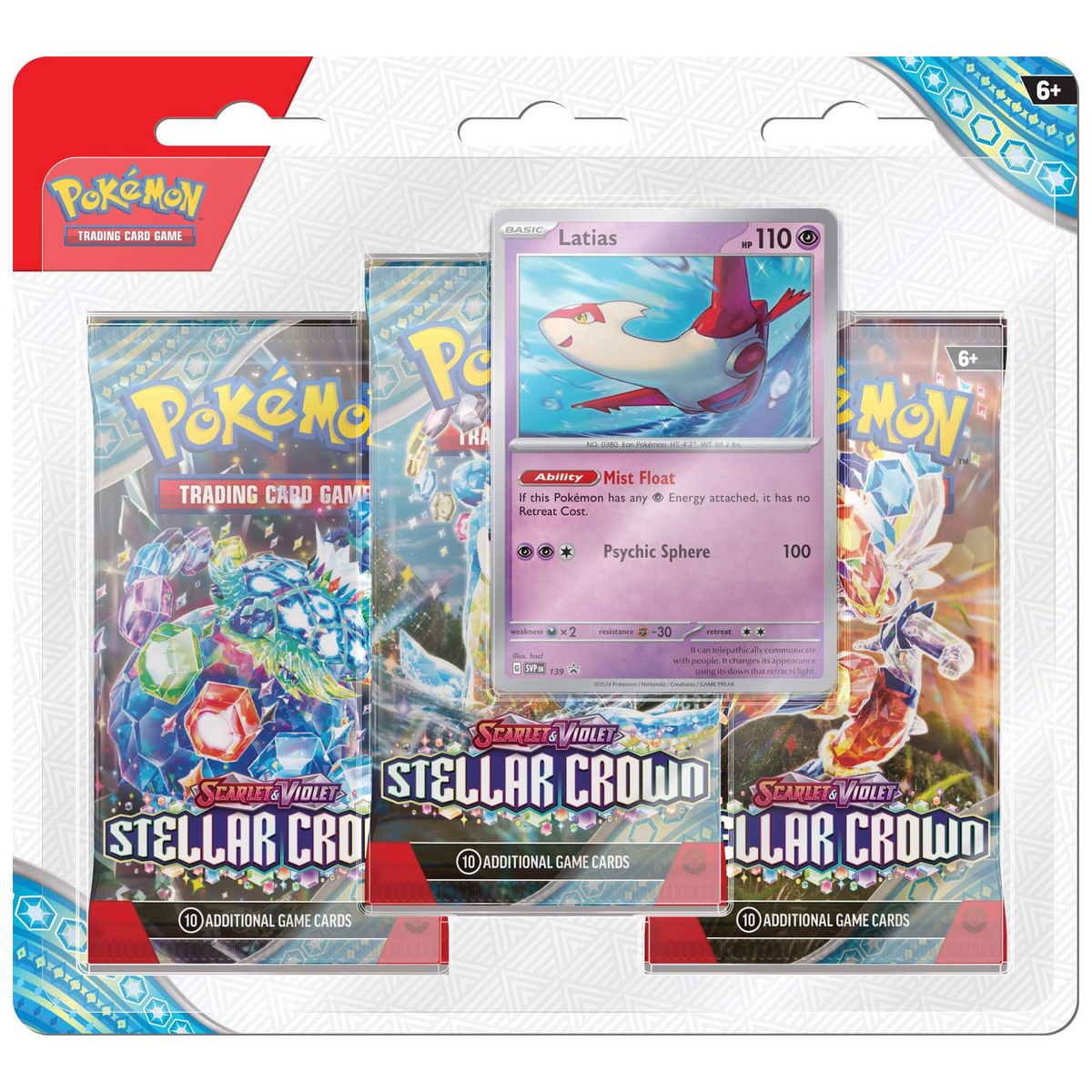 Pokemon TCG Scarlet & Violet Stellar Crown - Latias - Three Booster Blister