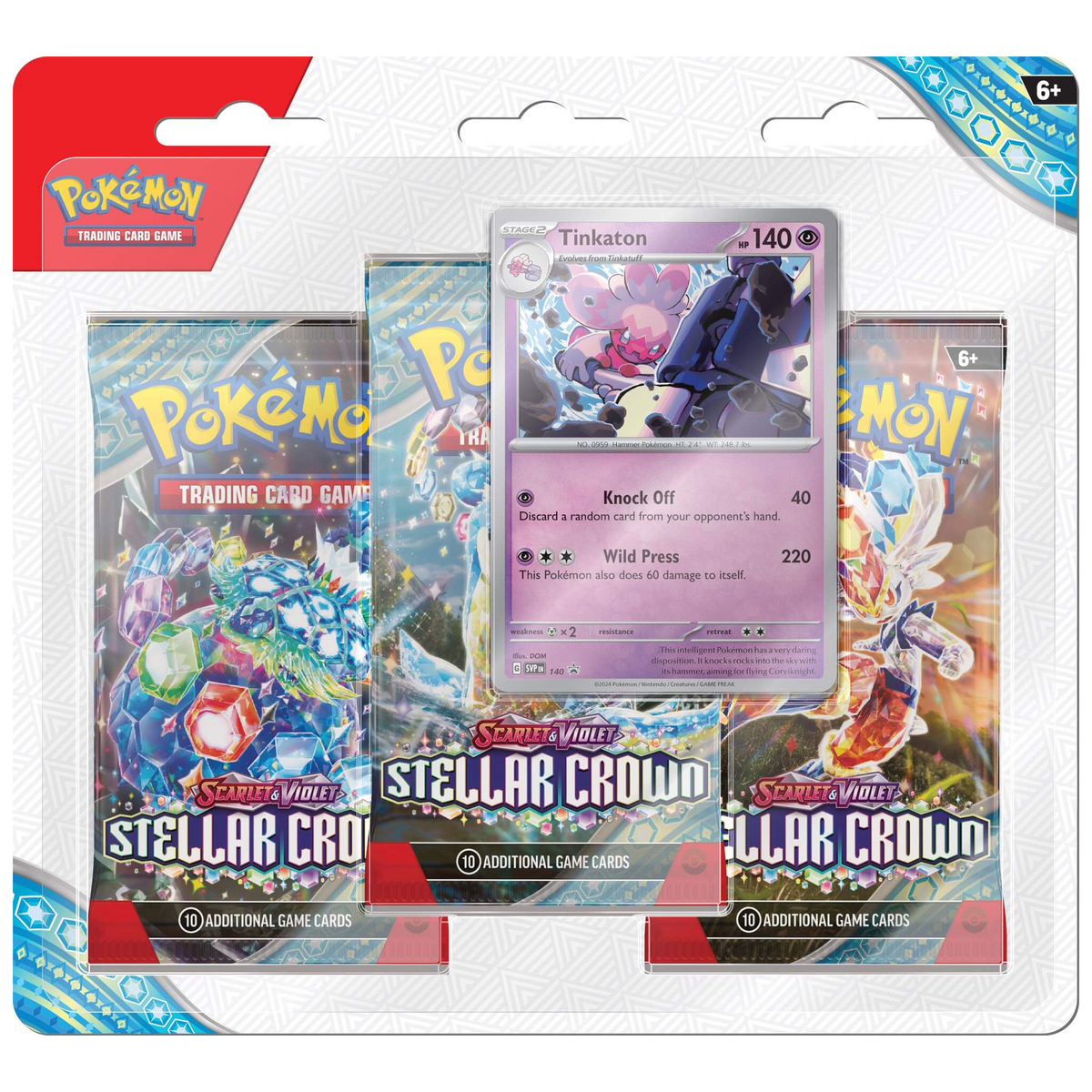 Pokemon TCG Scarlet & Violet Stellar Crown - Tinkaton - Three Booster Blister