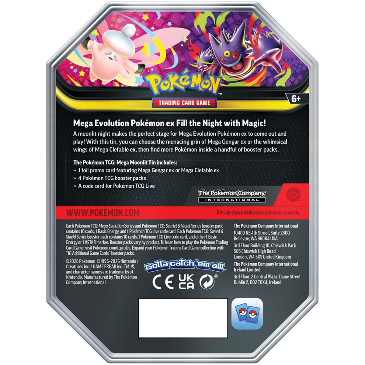 Pokemon TCG Mega Moonlight Tin - Mega Gengar ex