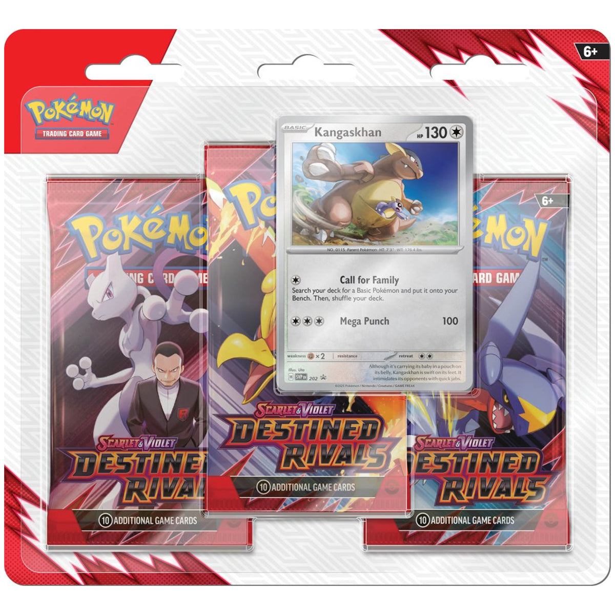 Pokemon TCG Scarlet & Violet Destined Rivals Three booster blister - Kangaskhan