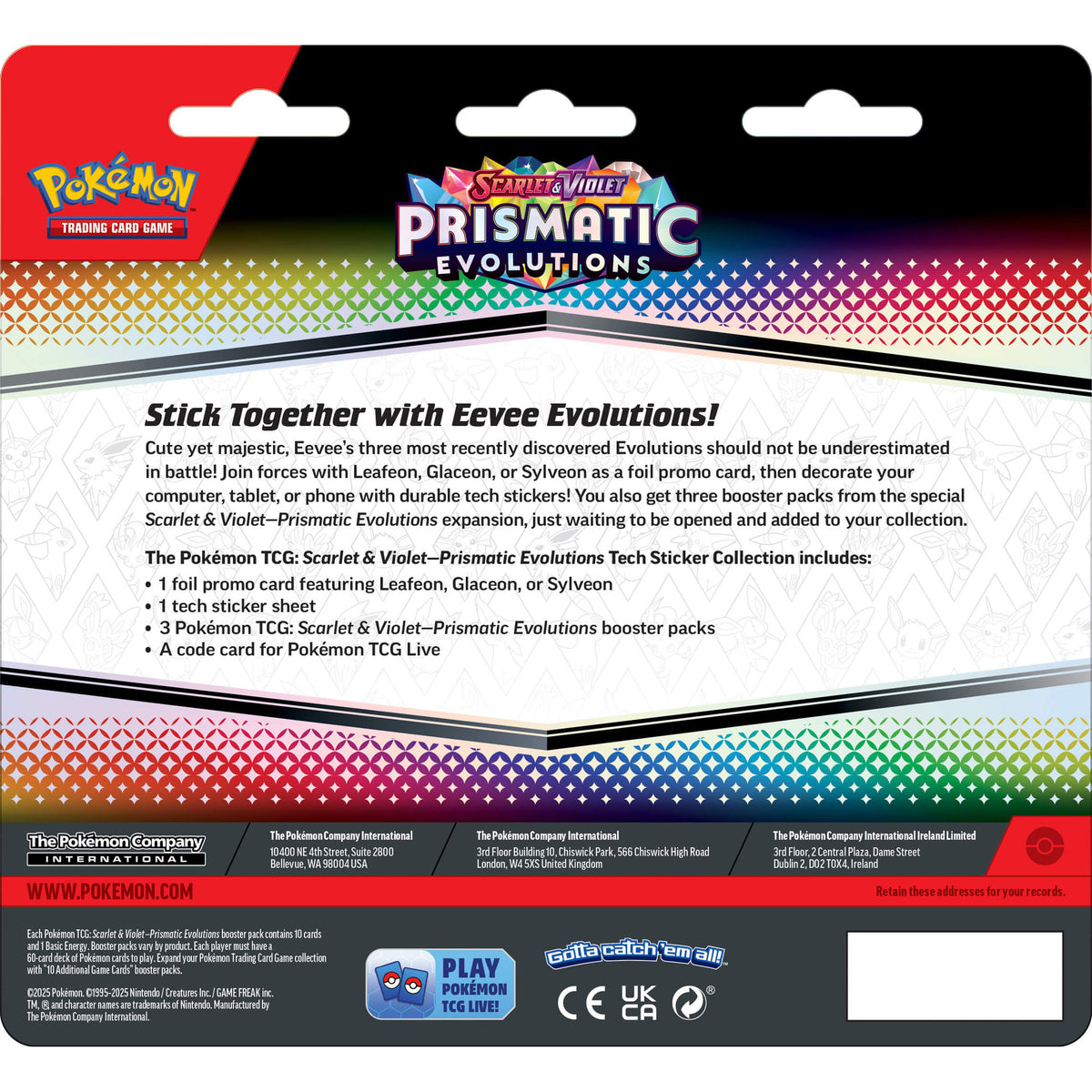 Pokemon TCG Scarlet & Violet Prismatic Evolutions Tech Sticker Collection - Glaceon