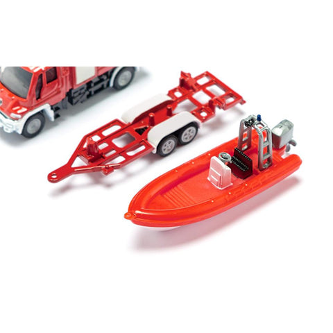 Siku Mercedes Unimog Fire Truck & Boat-SKU1636-Animal Kingdoms Toy Store