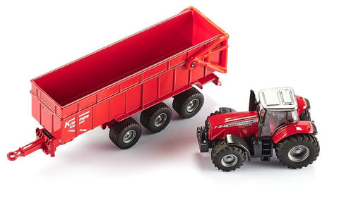 Siku 1:87 Massey Ferguson 8480 with Trailer-SKU1844-Animal Kingdoms Toy Store