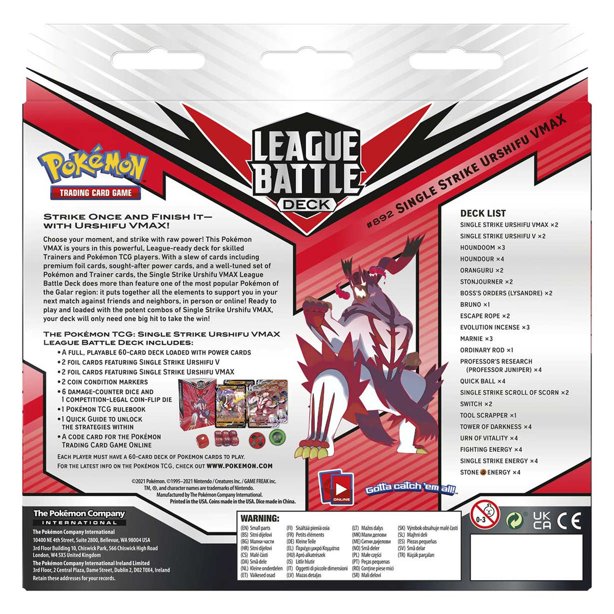 Pokémon TCG - Single Strike Urshifu VMAX League Battle Deck
