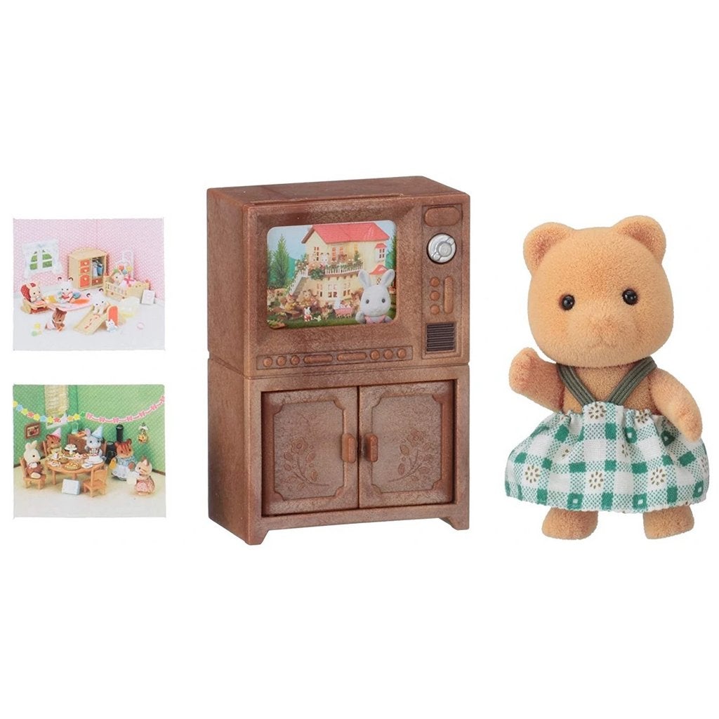 Sylvanian Families Bear Sister with TV Set-5143-Animal Kingdoms Toy Store