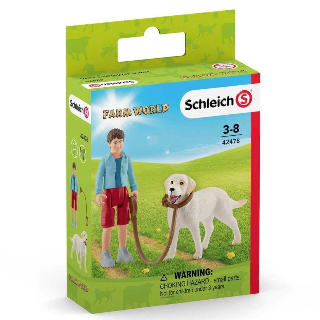 Schleich Walking with Labrador Retriever-42478-Animal Kingdoms Toy Store
