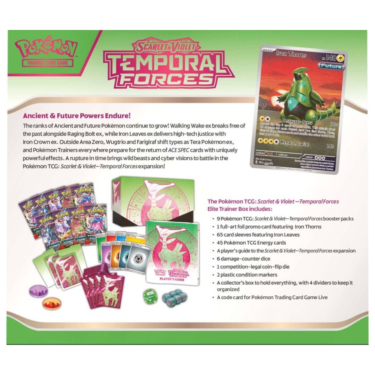 Pokemon TCG - Scarlet & Violet Temporal Forces Elite Trainer Box - Iron Leaves