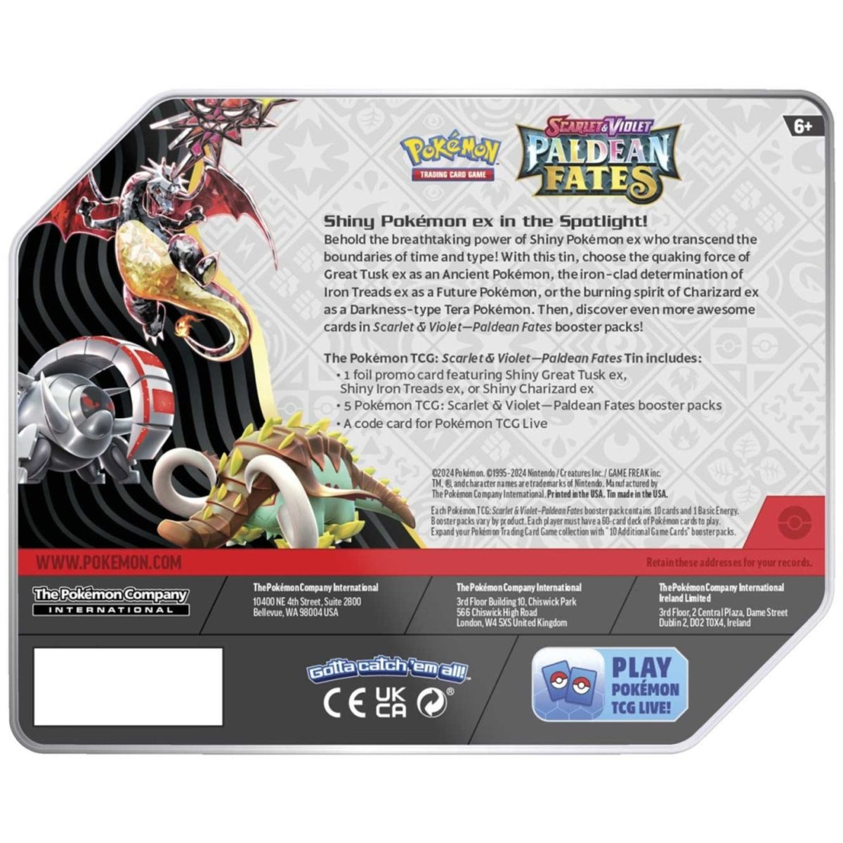 Pokemon TCG Paldean Fates Tin - Charizard ex