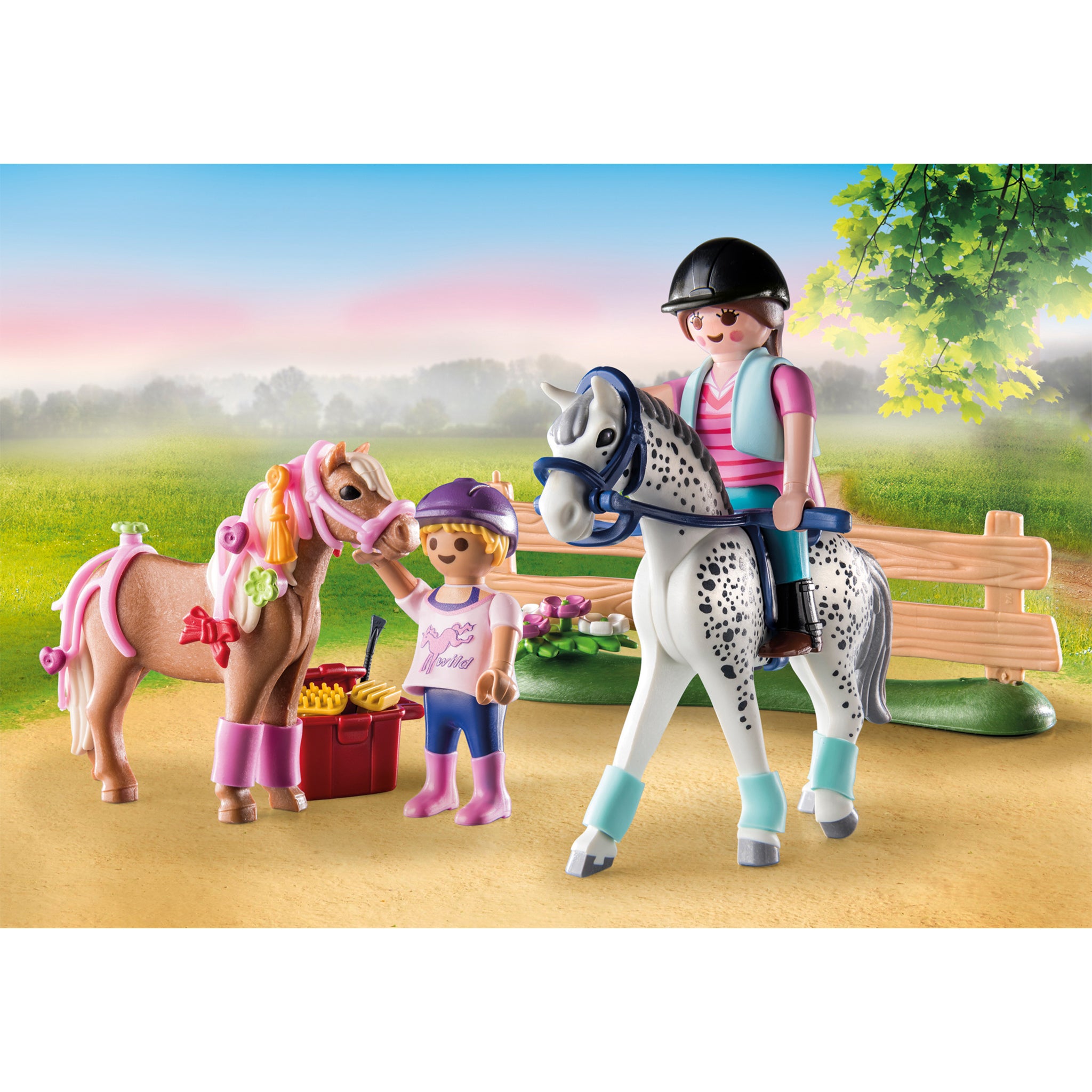 Playmobil Starter Pack Horseback Riding Set - Includes Figures, Horse, Paddock & Accessories