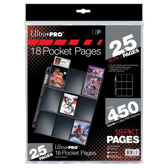 Ultra Pro 18 Pocket Page - Silver Series - 3-hole punched (25 pages)