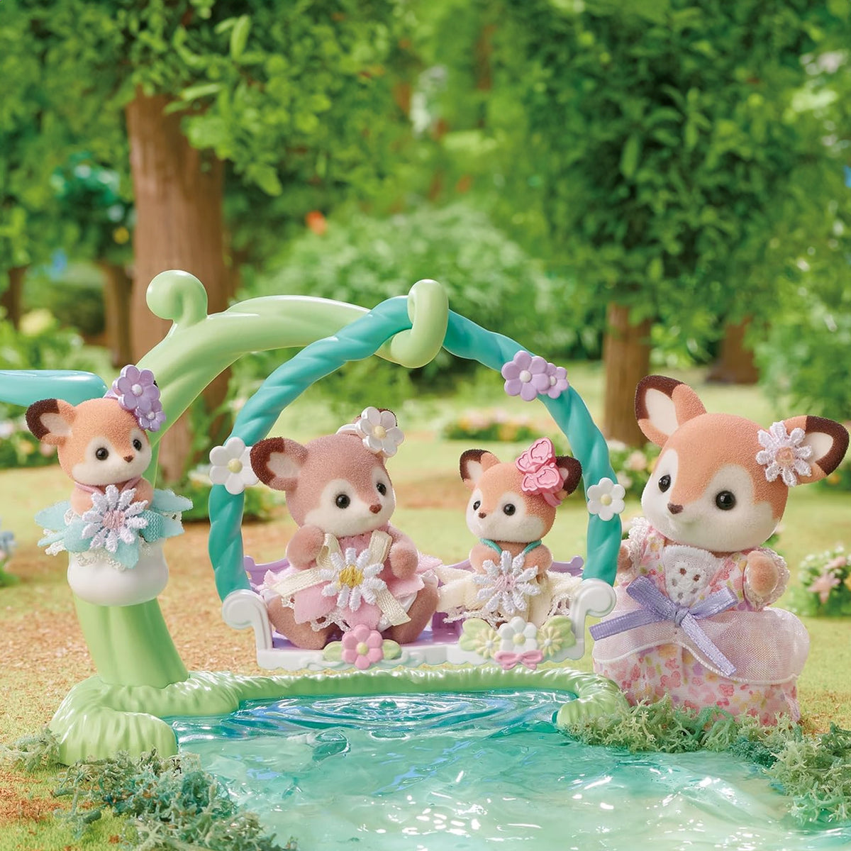 Sylvanian Families Deer Babies - Floral Swing Set