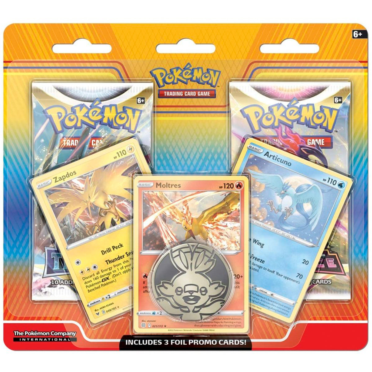 Pokemon TCG Articuno, Zapdos & Moltres Cards with 2 Boosters