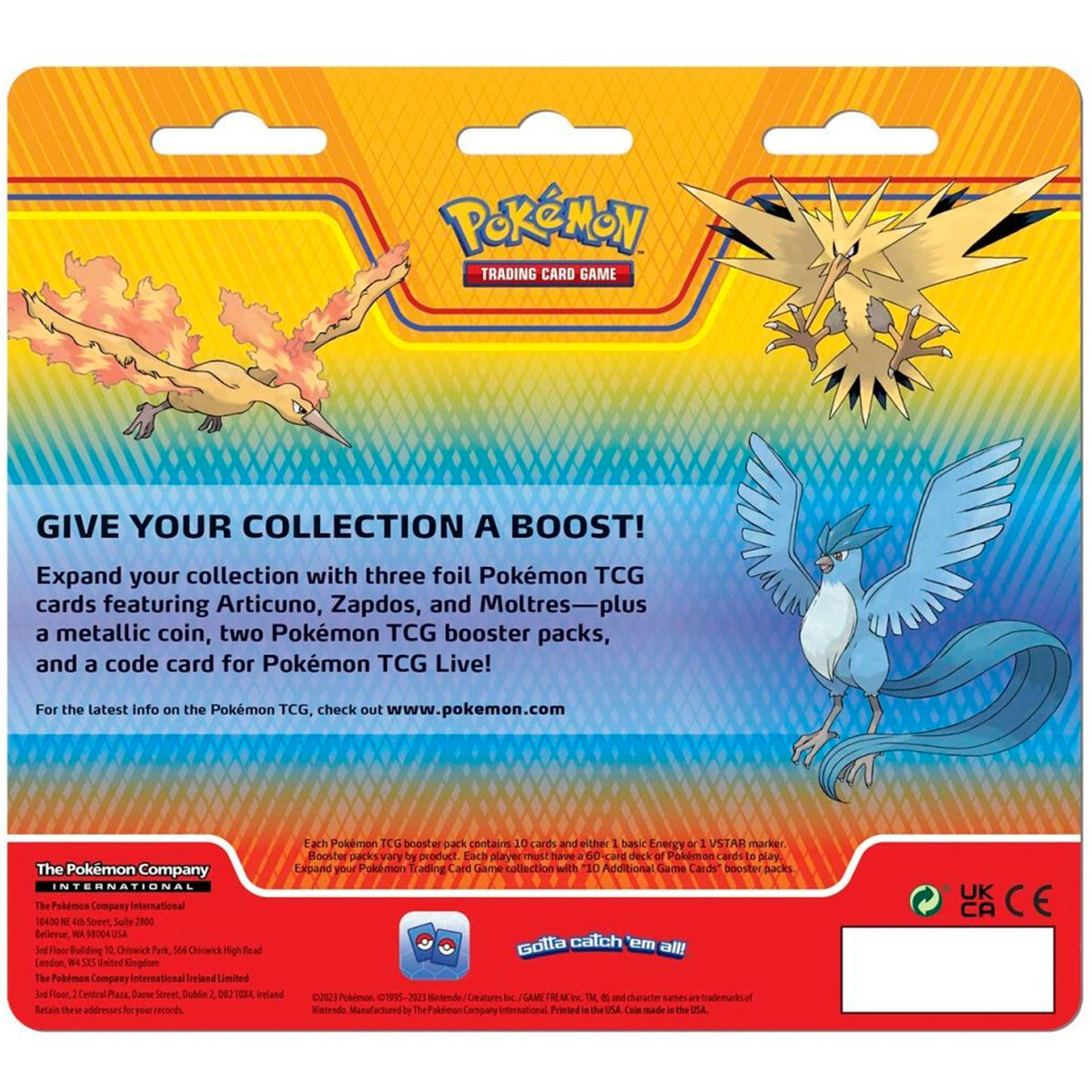 Pokemon TCG Articuno, Zapdos & Moltres Cards with 2 Boosters