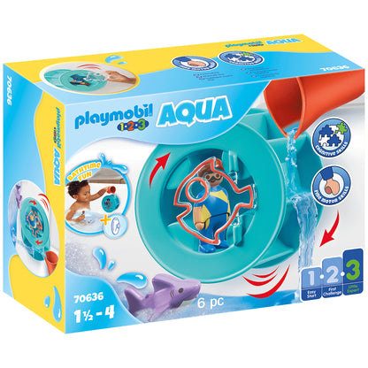 Playmobil 1.2.3. Aqua Water Wheel with Baby Shark - Damaged Box