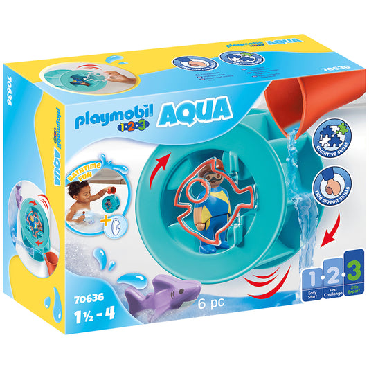 Playmobil 1.2.3. Aqua Water Wheel with Baby Shark - Damaged Box