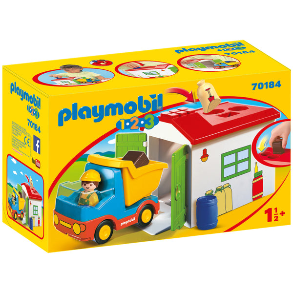 Playmobil 1.2.3 Construction Truck with Garage