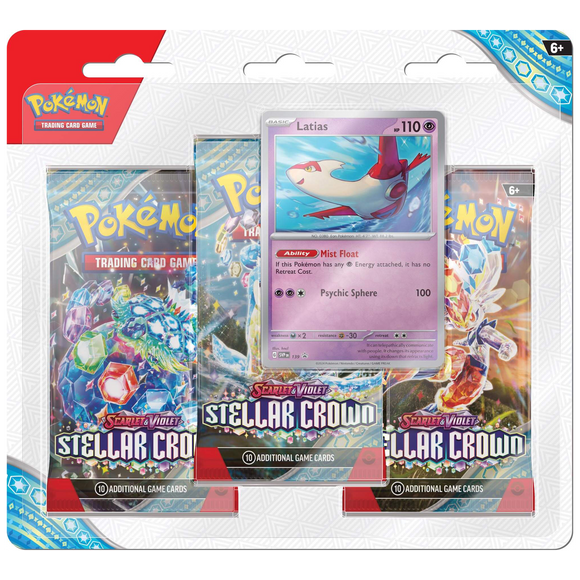 Pokemon TCG Scarlet & Violet Stellar Crown - Latias - Three Booster Blister