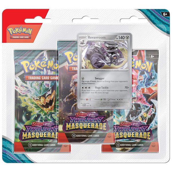 Pokemon TCG Scarlet & Violet 6 Twilight Masquerade - Revavroom - Three Booster Blister