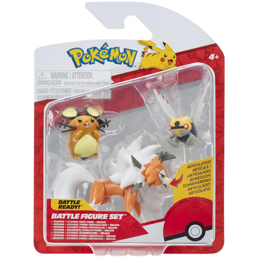 Pokemon Battle Figure Set - Dedenne, Lycanroc & Ninjask