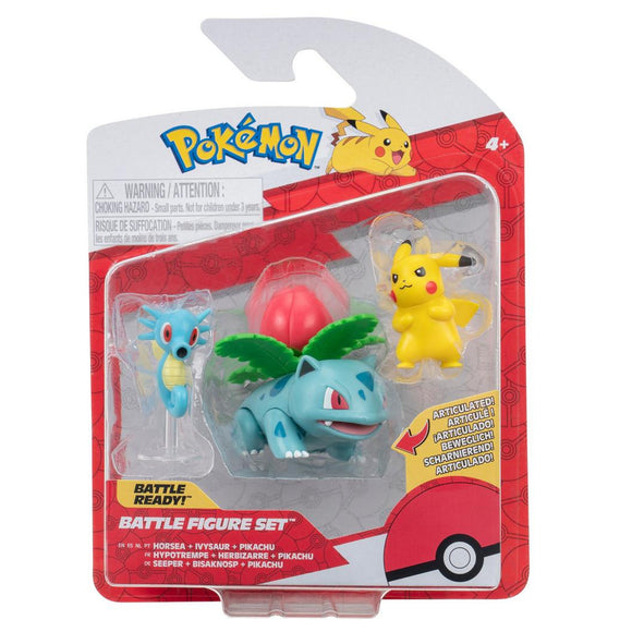 Pokemon Battle Figure Set - Horsea, Ivysaur and Pikachu