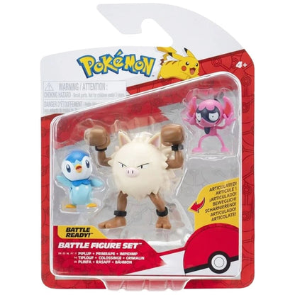 Pokemon Battle Figure Set - Piplup, Primeape & Impidimp