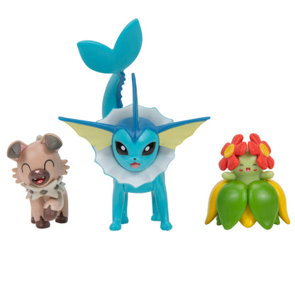 Pokemon Battle Figure Set - Vaporeon, Rockruff and Bellossom