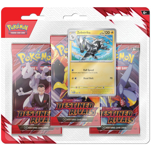 Pokemon TCG Scarlet & Violet Destined Rivals Three booster blister - Zebstrika