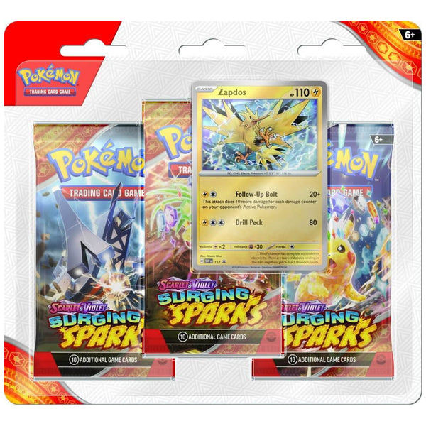 Pokemon TCG Surging Sparks Three Booster Blister - Zapdos