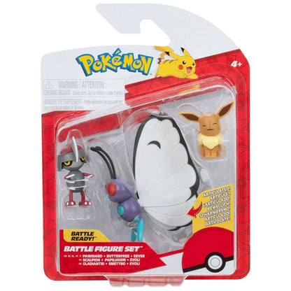 Pokemon Battle Figure Set - Pawniard, Butterfree & Eevee