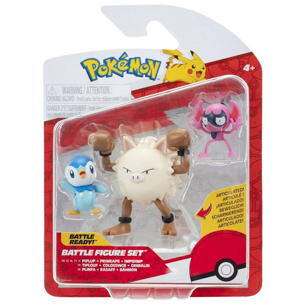 Pokemon Battle Figure Set - Piplup, Primate & Limpidimp