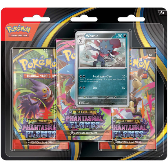 Pokemon TCG Mega Evolution - Phantasmal Flames Three Booster Blister - Weavile