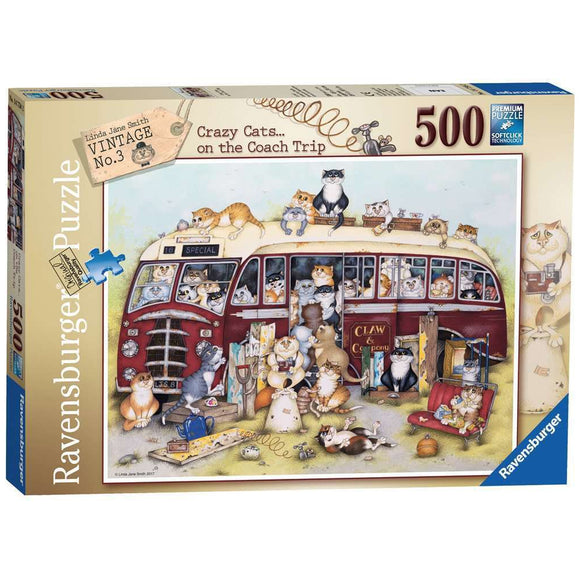 Ravensburger Crazy Cats on the Coach Trip 500pc
