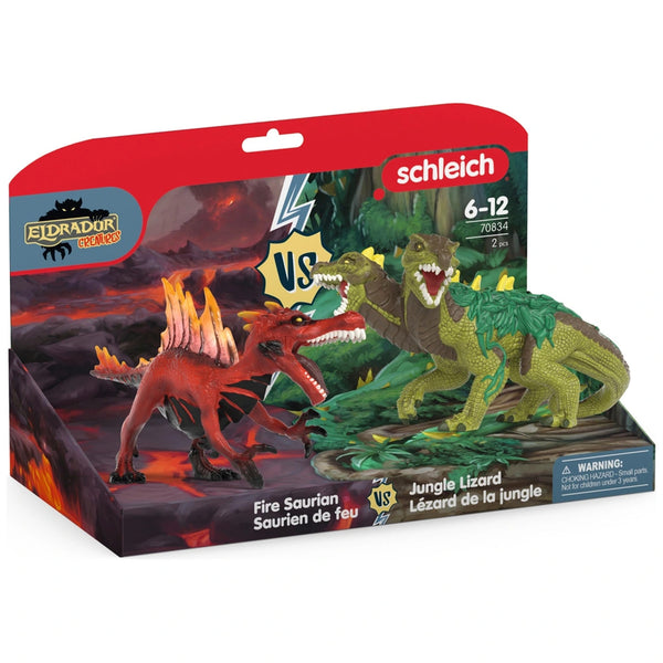 Schleich Fire Saurian vs Jungle Lizard