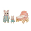 Sylvanian Families Floral Cat Father & Baby Carriage Set