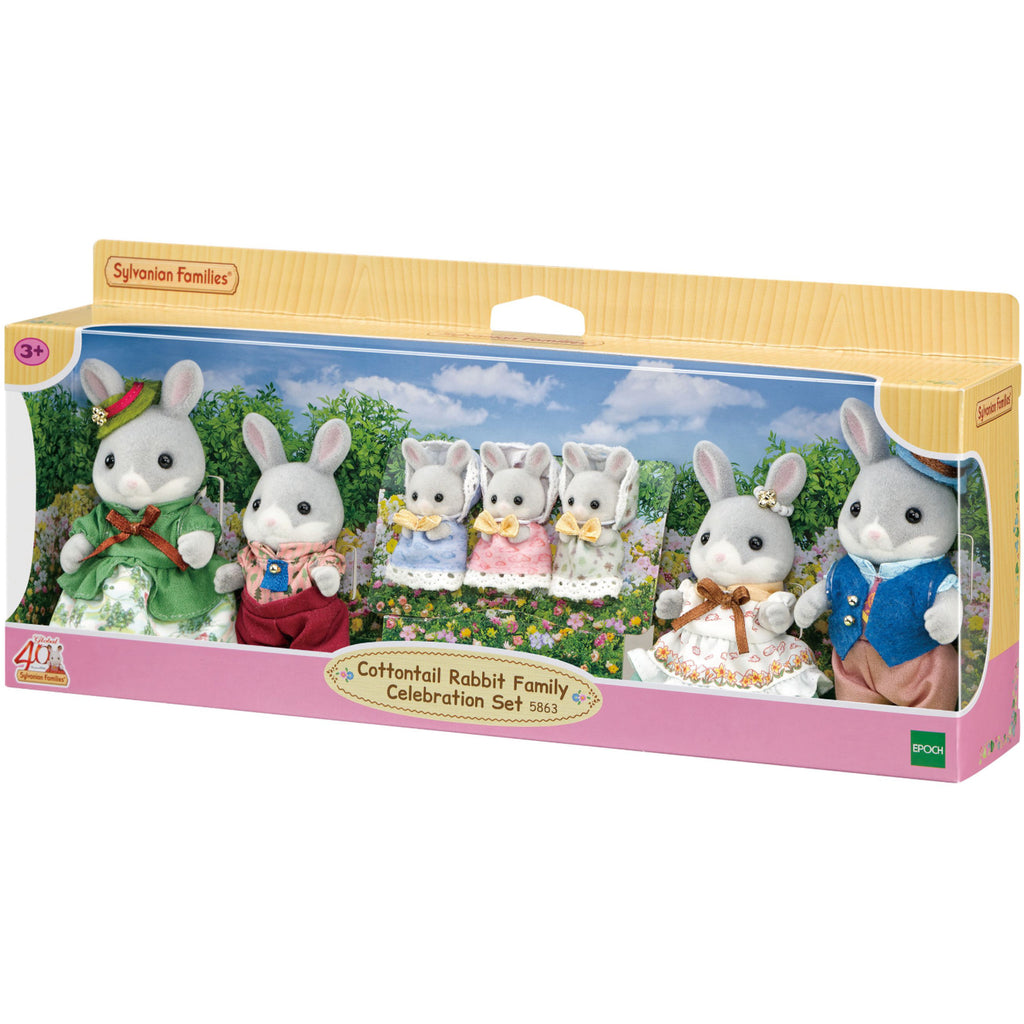 Black Rabbit Functional Set Sylvanian Families Cottontail Rabbit Family Celebration Set – Animal ...