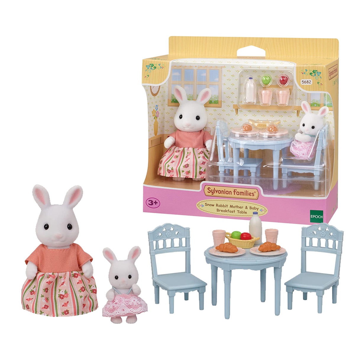 Sylvanian Families Snow Rabbit Mother & Baby Breakfast Table