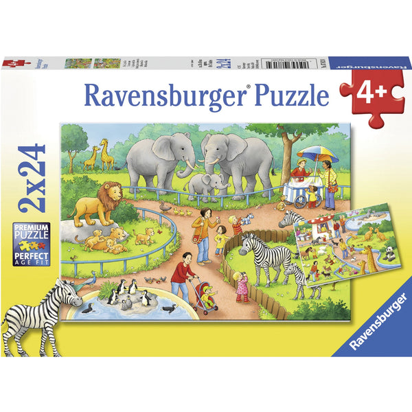 Ravensburger A Day at the Zoo Puzzle 2x24pc-RB07813-4-Animal Kingdoms Toy Store