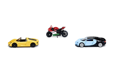 Siku 3pc Sports Car & Motorbike Set