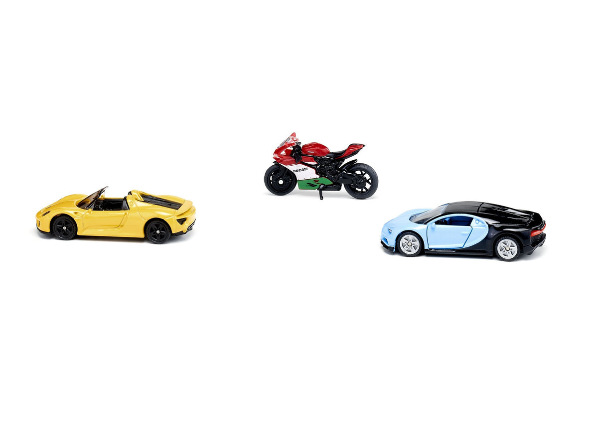 Siku 3pc Sports Car & Motorbike Set-SKU6313-Animal Kingdoms Toy Store