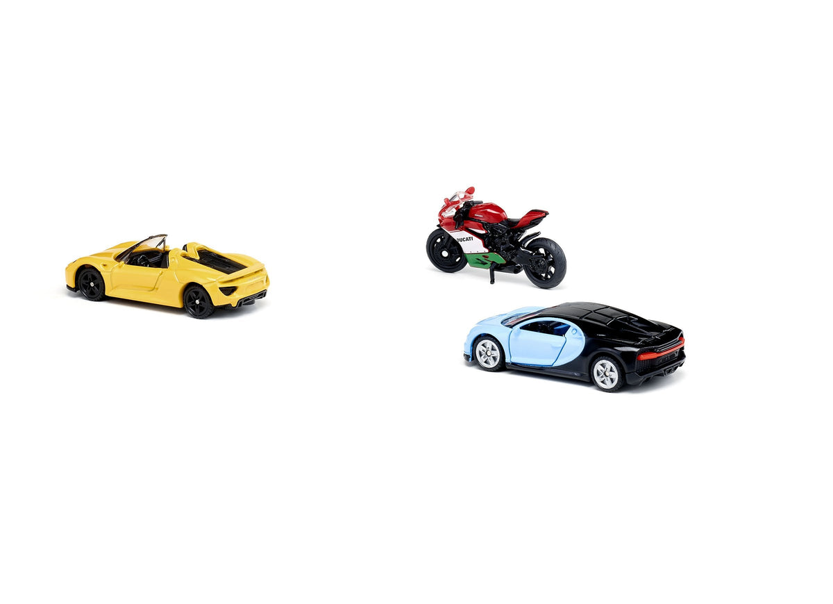 Siku 3pc Sports Car & Motorbike Set-SKU6313-Animal Kingdoms Toy Store