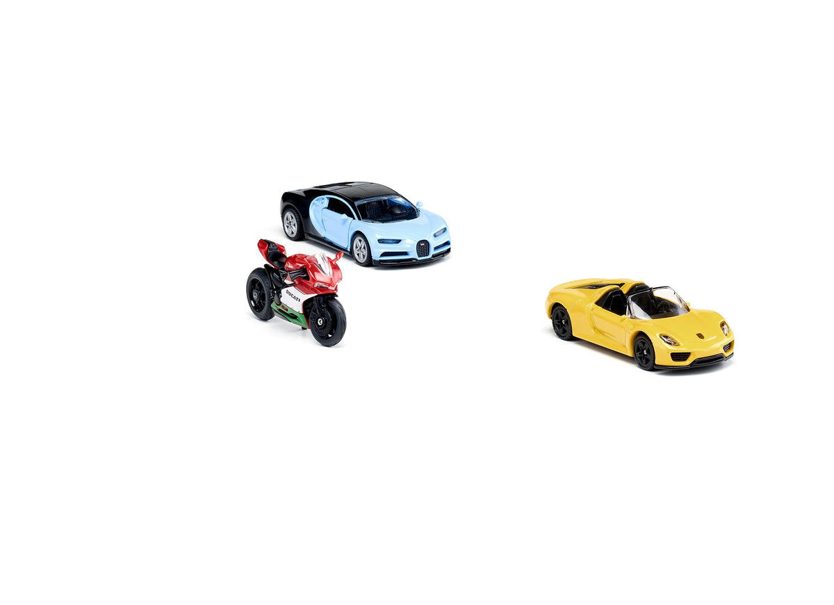 Siku 3pc Sports Car & Motorbike Set-SKU6313-Animal Kingdoms Toy Store