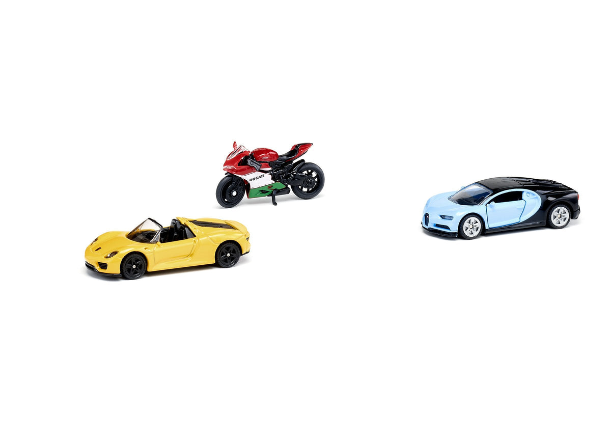 Siku 3pc Sports Car & Motorbike Set-SKU6313-Animal Kingdoms Toy Store
