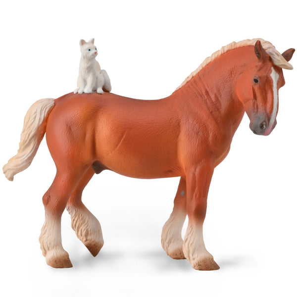 CollectA Draft Horse with Cat-88916-Animal Kingdoms Toy Store