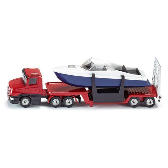 Siku Scania Low Loader with Speed Boat-SKU1613-Animal Kingdoms Toy Store